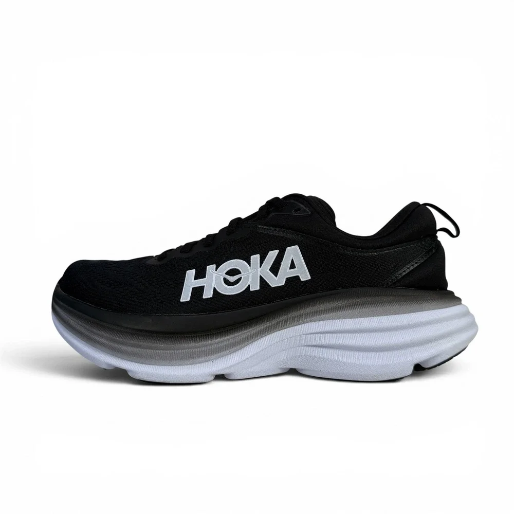 Hoka Bondi 8 Womens Running Shoes Size 7 B Black White 1127952 BWHT